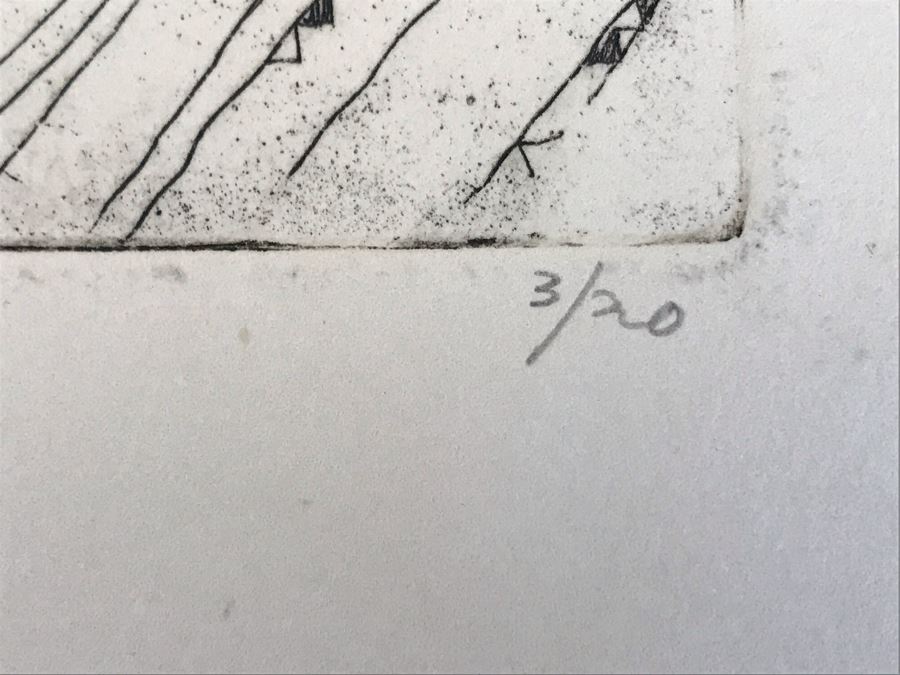 Vintage 1976 Hand Signed Nude Sixties Vibe Etching Titled 'Waking' Signed By Artist 8 X 9 (JKE) [Photo 6]