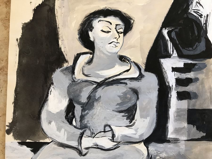 Original Unsigned Portrait Painting On Paper 9 X 11 (JKE) [Photo 3]