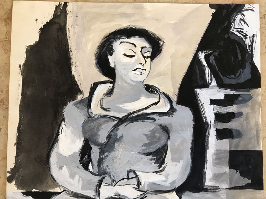 Original Unsigned Portrait Painting On Paper 9 X 11 (JKE) [Photo 4]