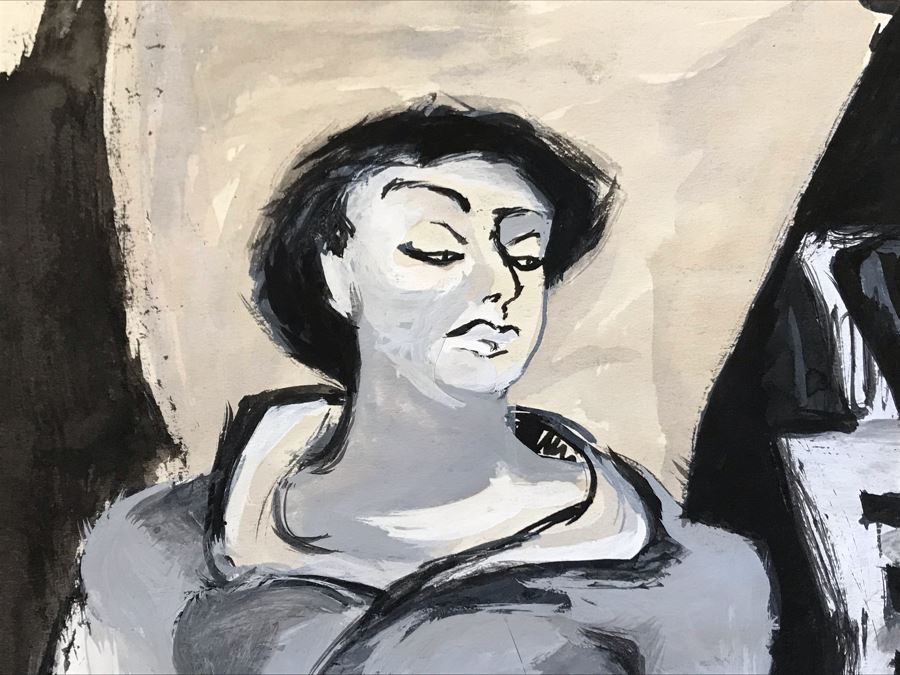 Original Unsigned Portrait Painting On Paper 9 X 11 (JKE) [Photo 5]