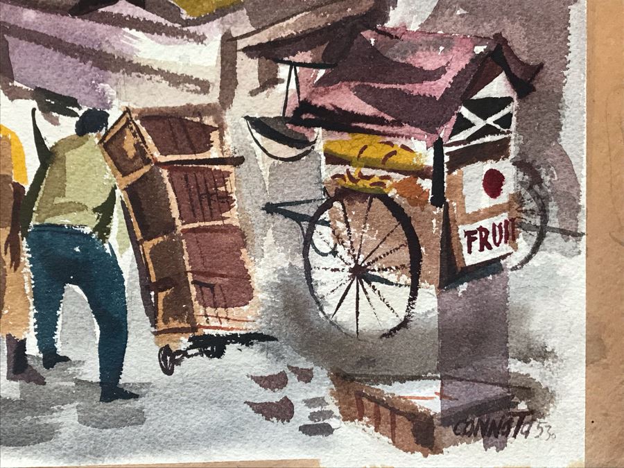 Original Vintage 1953 Watercolor Painting On Paper Signed By Cannata 13.5 X 21 (JKE) [Photo 7]