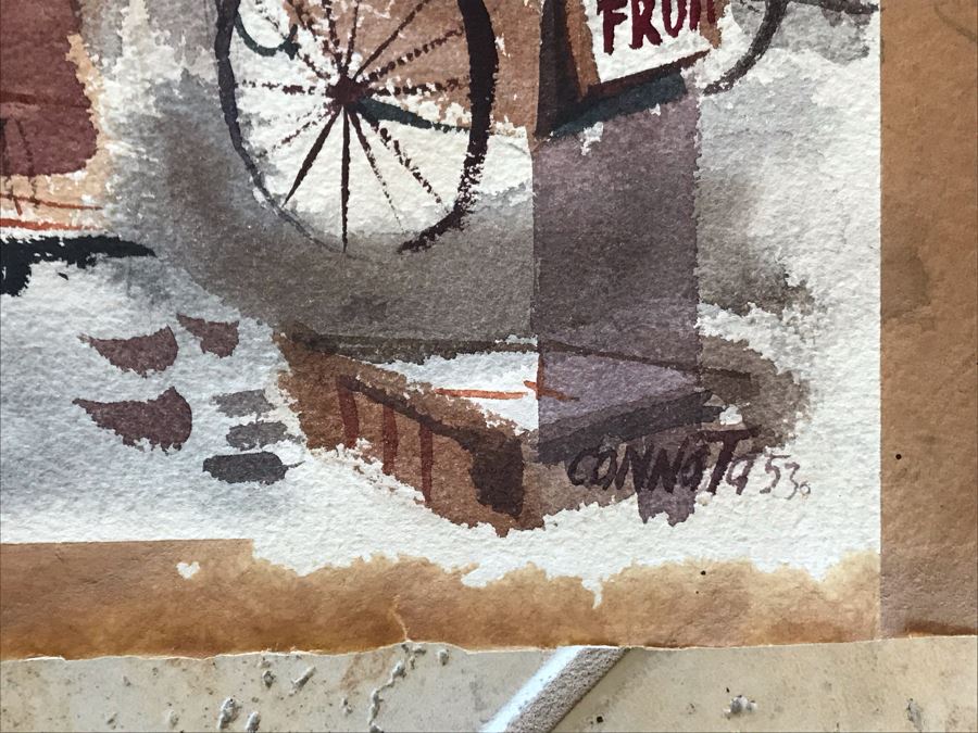 Original Vintage 1953 Watercolor Painting On Paper Signed By Cannata 13.5 X 21 (JKE) [Photo 9]