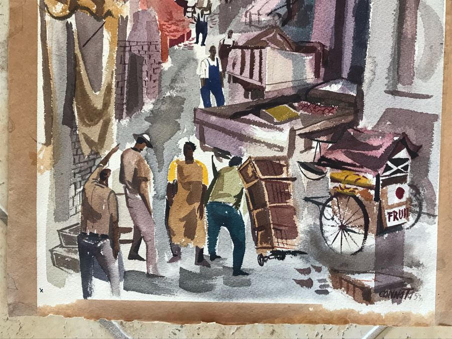Original Vintage 1953 Watercolor Painting On Paper Signed By Cannata 13.5 X 21 (JKE) [Photo 2]