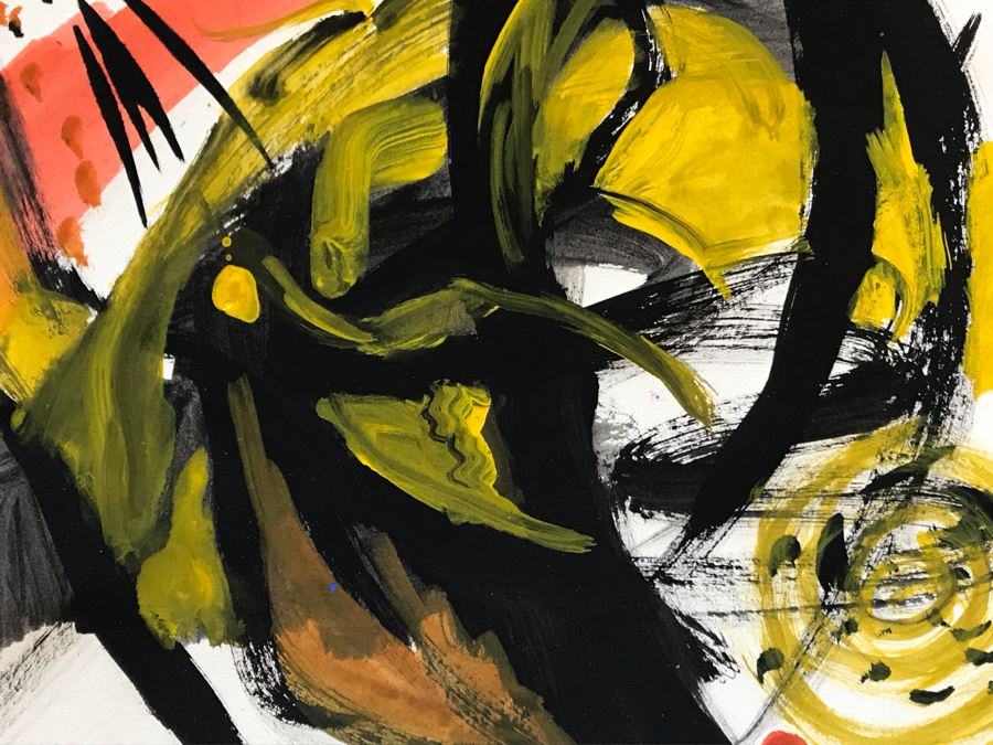 Original Jean Klafs Abstract Painting On Paper 14 X 11 [Photo 4]