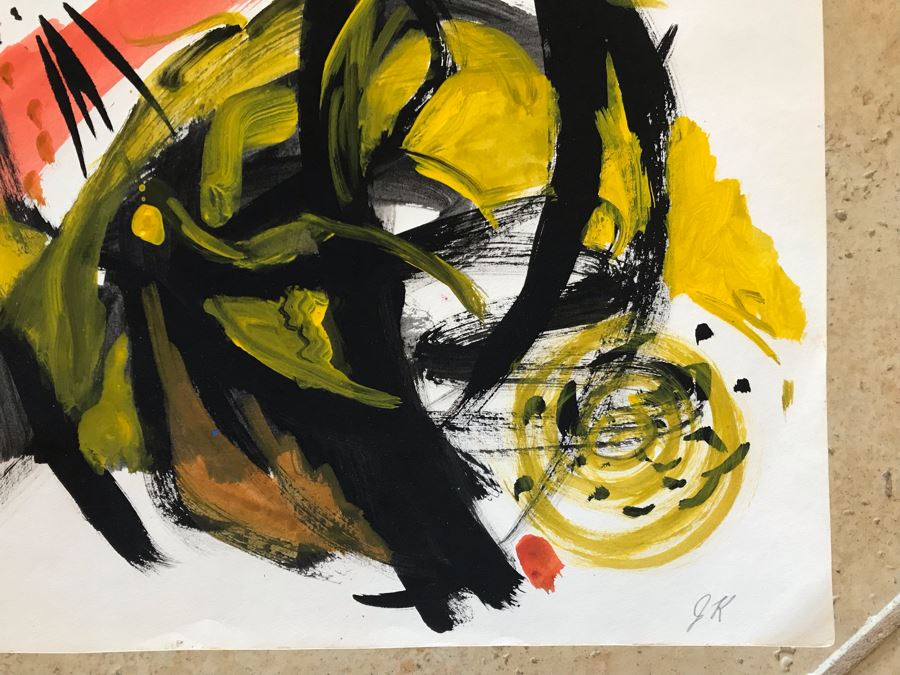 Original Jean Klafs Abstract Painting On Paper 14 X 11 [Photo 5]