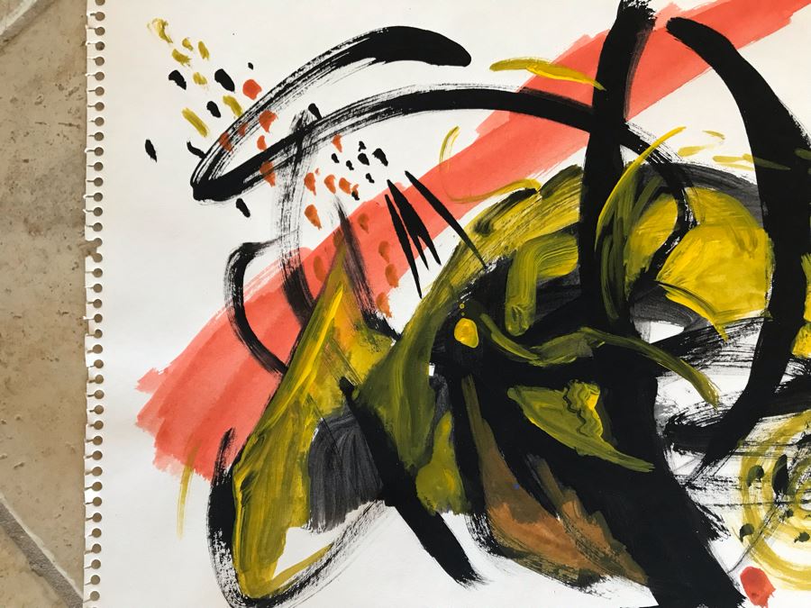 Original Jean Klafs Abstract Painting On Paper 14 X 11 [Photo 2]