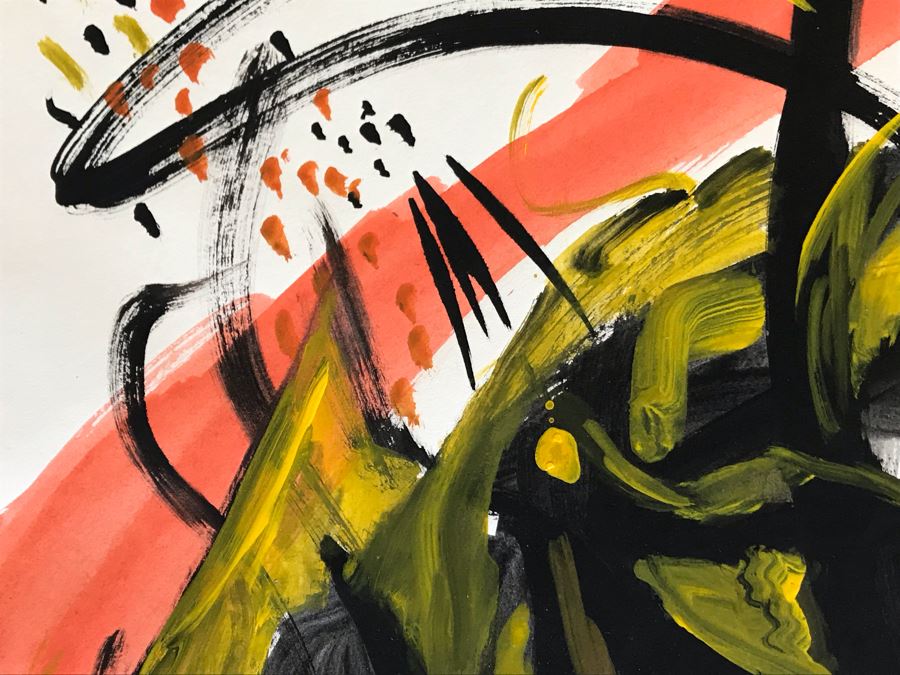 Original Jean Klafs Abstract Painting On Paper 14 X 11 [Photo 3]