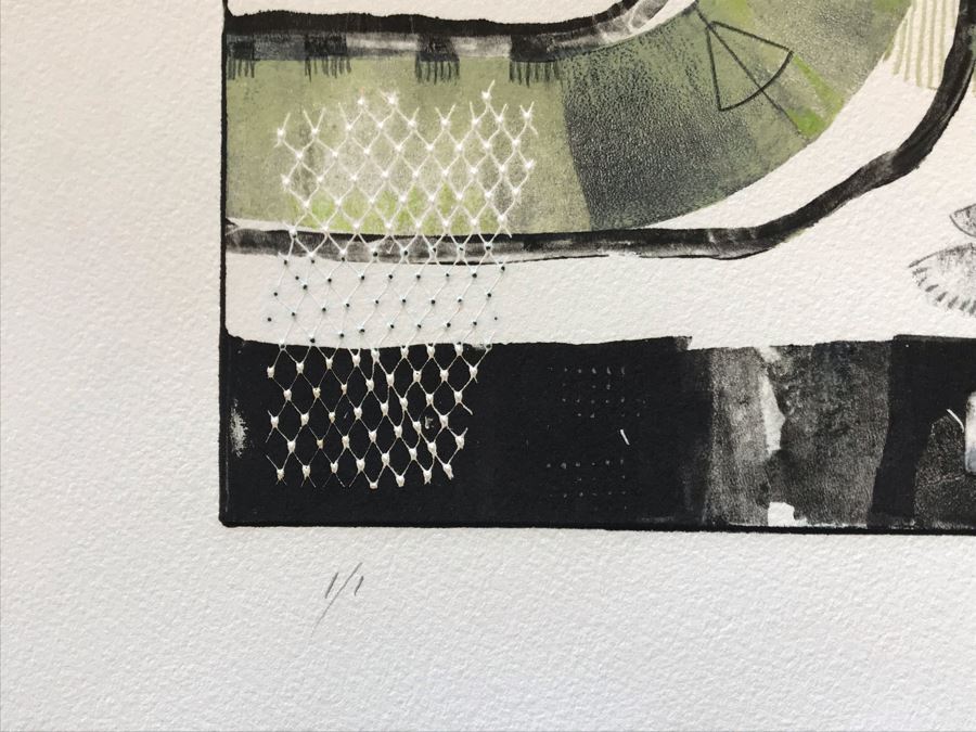 Original Jean Klafs Monotype On Paper Titled 'Dot Com' 12 X 9 [Photo 6]