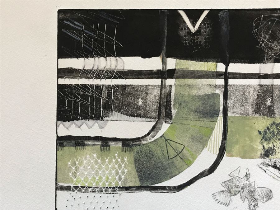 Original Jean Klafs Monotype On Paper Titled 'Dot Com' 12 X 9 [Photo 5]