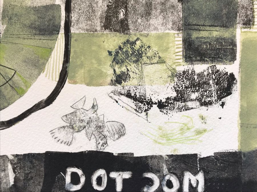 Original Jean Klafs Monotype On Paper Titled 'Dot Com' 12 X 9 [Photo 3]