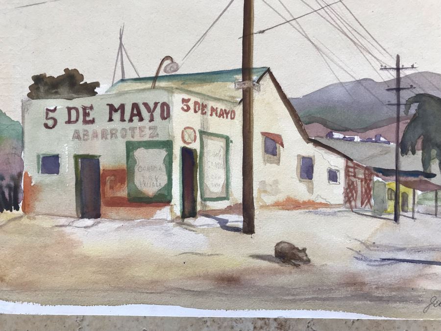Original Jean Klafs Watercolor Painting On Paper Titled 'Mexico' 12 X 9 [Photo 2]