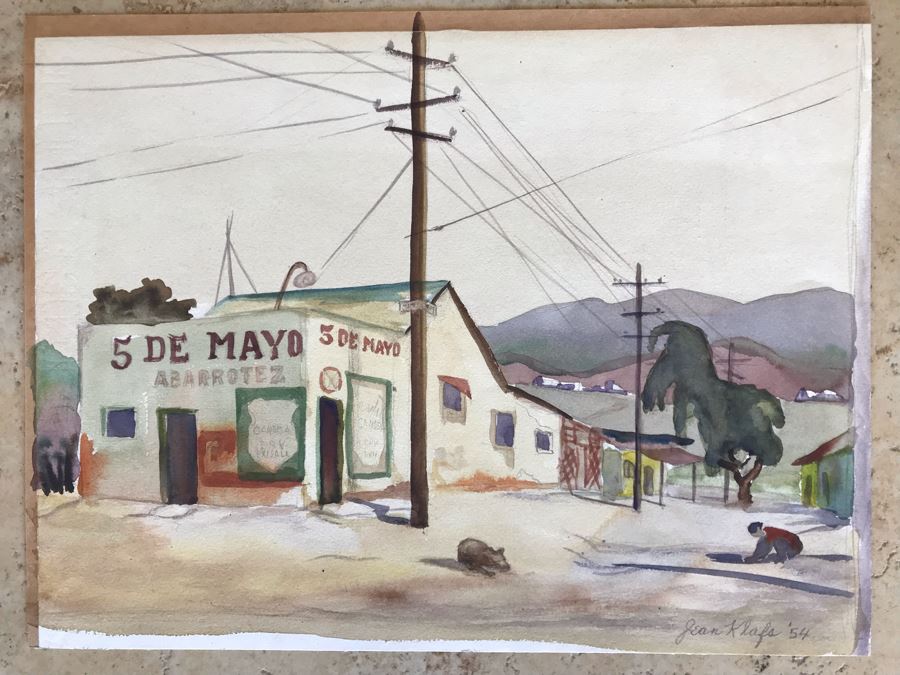 Original Jean Klafs Watercolor Painting On Paper Titled 'Mexico' 12 X 9 [Photo 1]