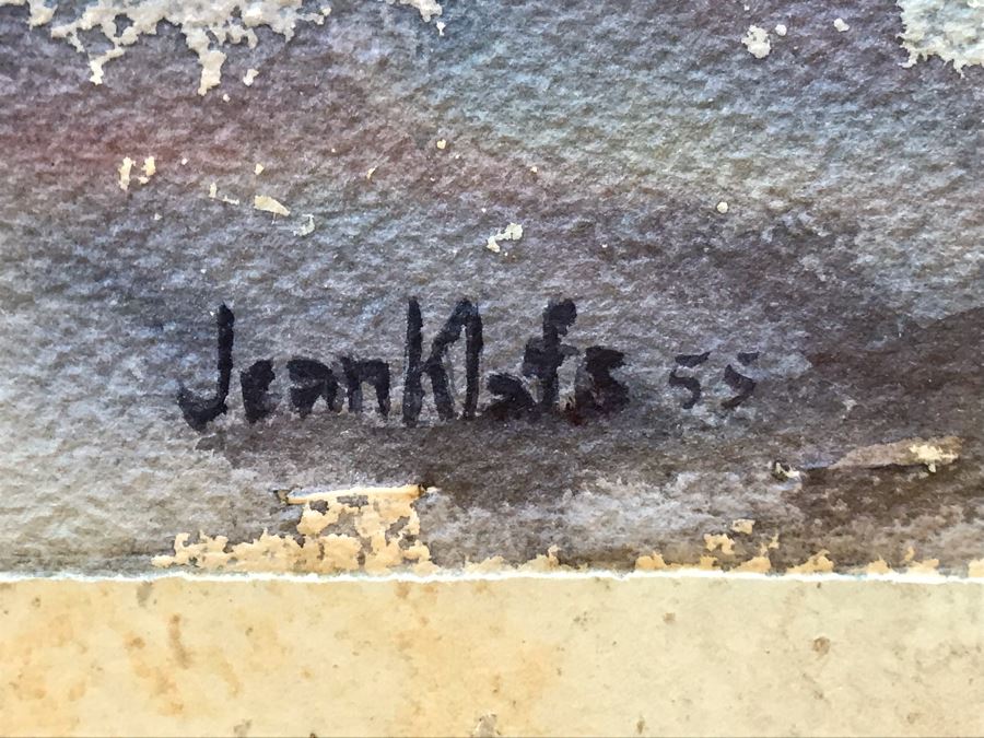 Original Jean Klafs Watercolor Painting Of Circus Sideshow Wagons Vintage 1955 30 X 13.5 [Photo 5]