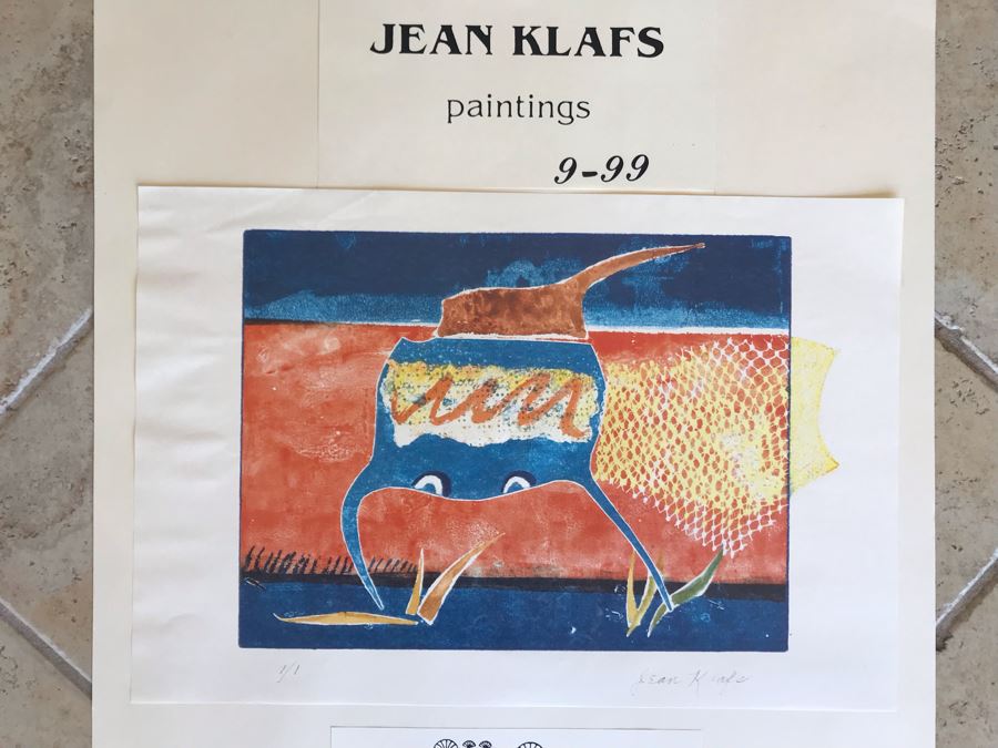 Vintage 1999 Handmade Jean Klafs Artwork Exhibition Poster Shemer Art Center Phoenix, AZ 18 X 24 [Photo 2]
