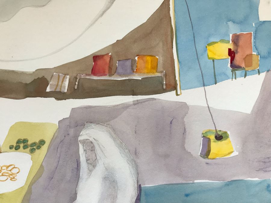 Original Jean Klafs Watercolor Painting Titled 'Oaxaca Market' Mexico 22 X 15 [Photo 3]