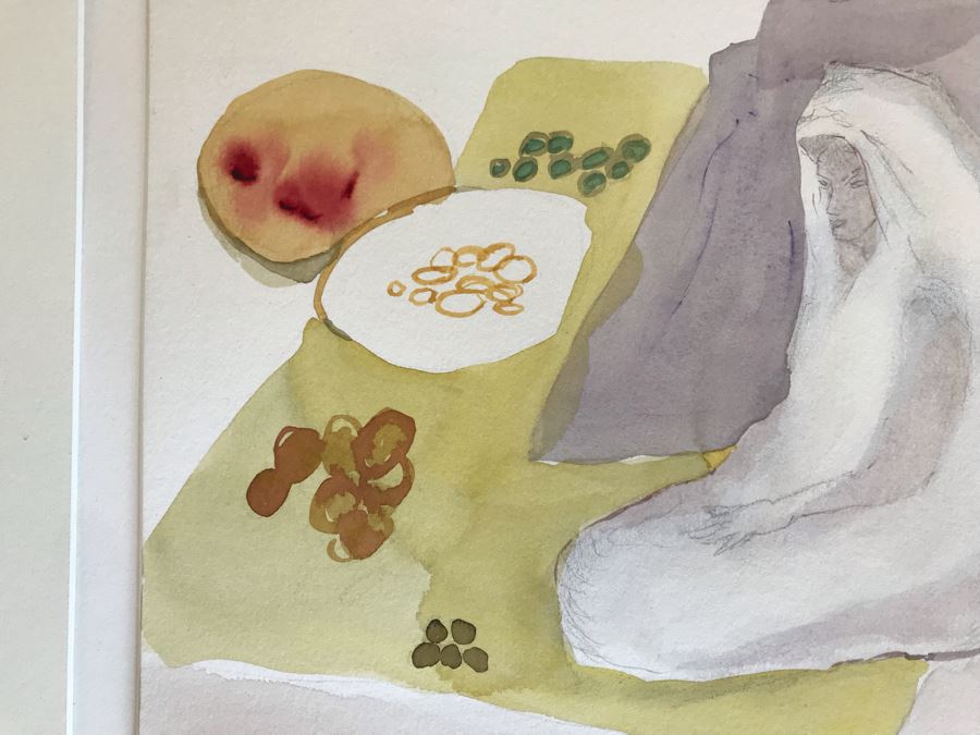 Original Jean Klafs Watercolor Painting Titled 'Oaxaca Market' Mexico 22 X 15 [Photo 5]