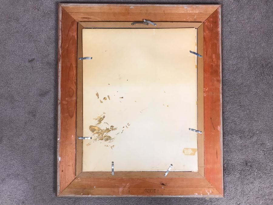 JUST ADDED - Vintage Chinese Silk Embroidery Artwork Of Peacocks In Tree In Gold Wooden Frame 17 X 20 [Photo 9]