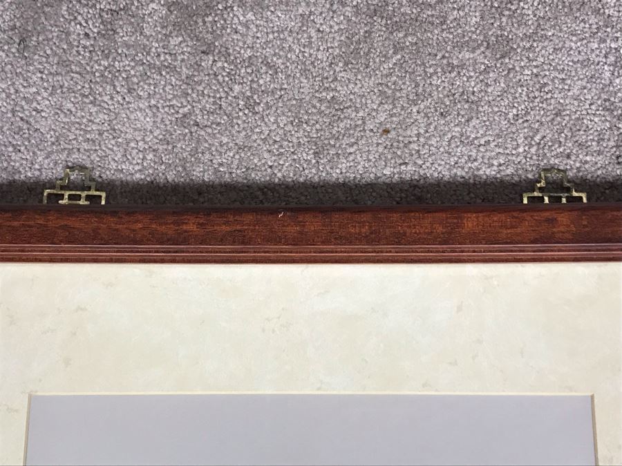 JUST ADDED - Vintage Chinese Silk Embroidery Artwork Of Peacocks In Tree In Wooden Frame 12 X 29 [Photo 12]