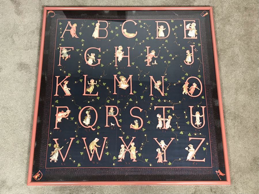 JUST ADDED - Vintage Framed Alphabet Scarf 36 X 36 [Photo 2]