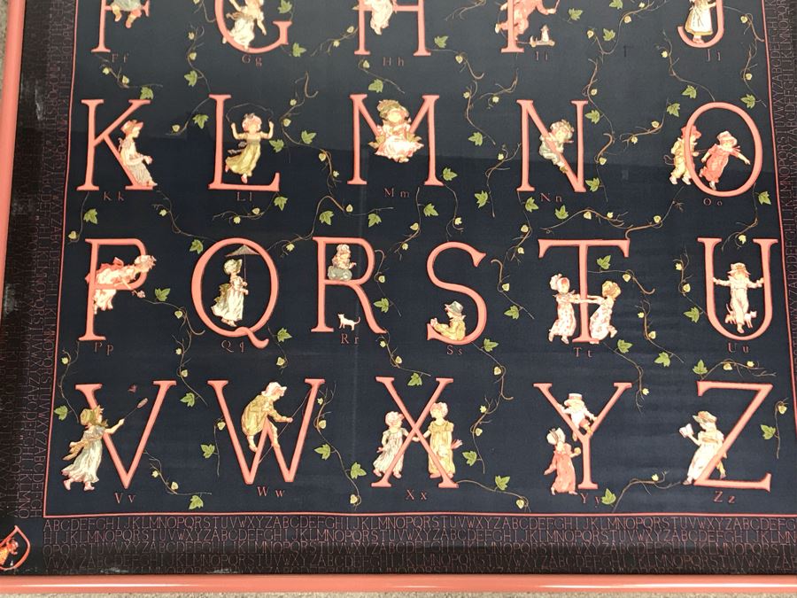 JUST ADDED - Vintage Framed Alphabet Scarf 36 X 36 [Photo 3]