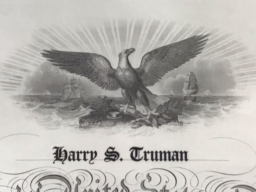 JUST ADDED - Vintage 1945 Framed Naval Appointment To Ensign Of Joseph J. Meyer Jr. Document Signed By Secretary Of The Navy James Forrestal 21 X 25 [Photo 4]