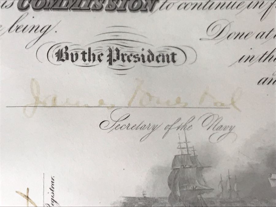 JUST ADDED - Vintage 1945 Framed Naval Appointment To Ensign Of Joseph J. Meyer Jr. Document Signed By Secretary Of The Navy James Forrestal 21 X 25 [Photo 8]