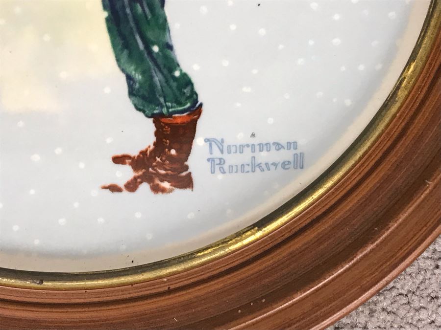 JUST ADDED - Pair Of Framed Vintage 1976 Limited Edition Norman Rockwell Gorham Fine China Plates 13.5R (OFS) [Photo 5]