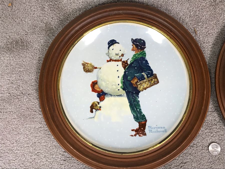 JUST ADDED - Pair Of Framed Vintage 1976 Limited Edition Norman Rockwell Gorham Fine China Plates 13.5R (OFS) [Photo 2]