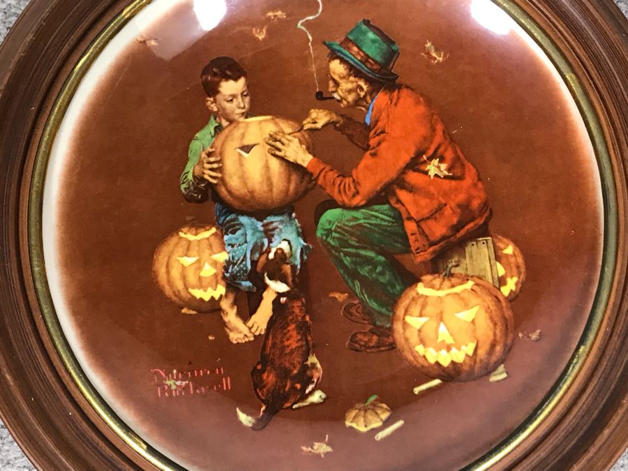 JUST ADDED - Pair Of Framed Vintage 1976 Limited Edition Norman Rockwell Gorham Fine China Plates 13.5R (OFS) [Photo 6]