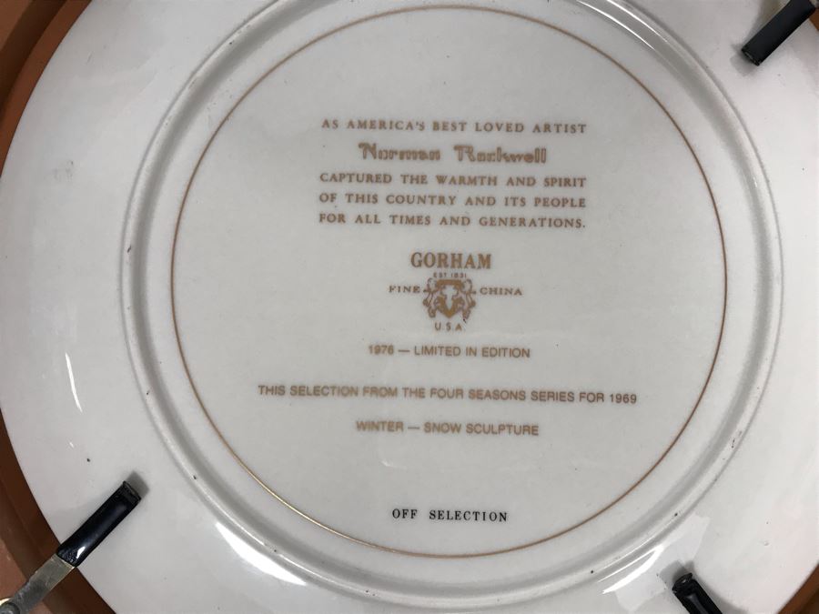 JUST ADDED - Pair Of Framed Vintage 1976 Limited Edition Norman Rockwell Gorham Fine China Plates 13.5R (OFS) [Photo 12]