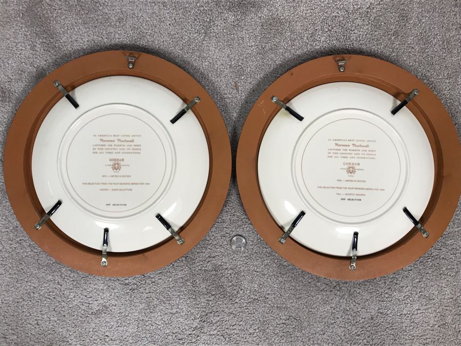 JUST ADDED - Pair Of Framed Vintage 1976 Limited Edition Norman Rockwell Gorham Fine China Plates 13.5R (OFS) [Photo 11]