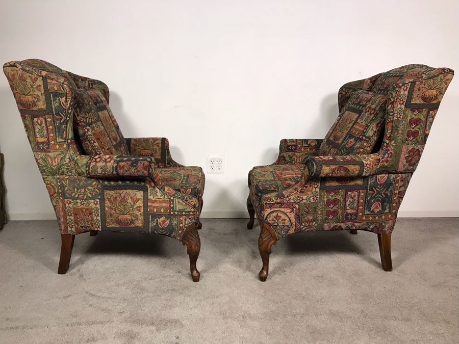 JUST ADDED - Pair Of Upholstered Wingback Armchairs (OFS) [Photo 6]