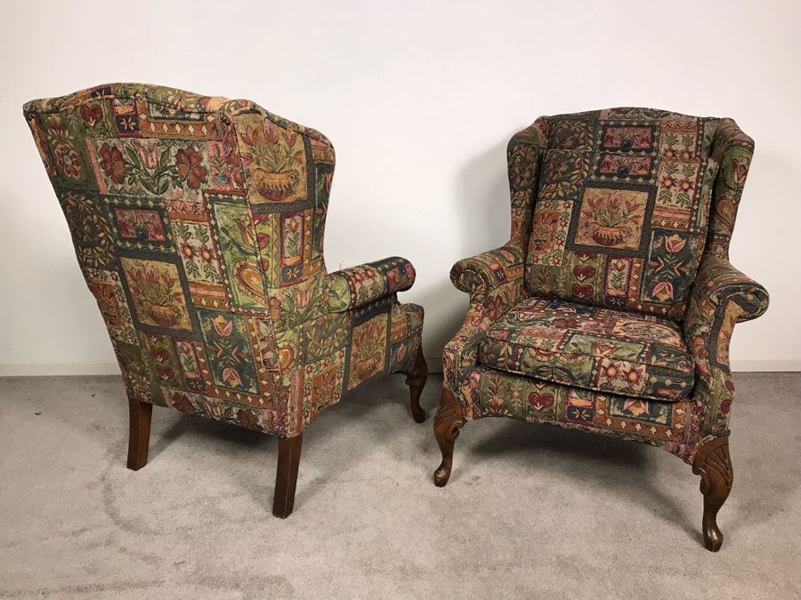 JUST ADDED - Pair Of Upholstered Wingback Armchairs (OFS) [Photo 5]