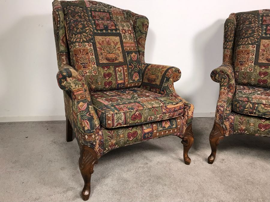JUST ADDED - Pair Of Upholstered Wingback Armchairs (OFS) [Photo 3]