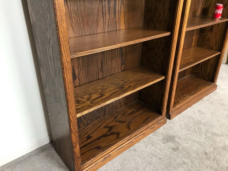 JUST ADDED - Pair Of Oak Bookcases Bookshelves 33W X 12.5D X 85.5H (OFS) [Photo 5]