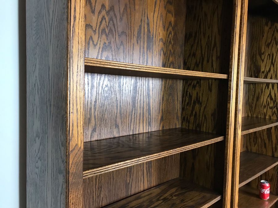 JUST ADDED - Pair Of Oak Bookcases Bookshelves 33W X 12.5D X 85.5H (OFS) [Photo 6]