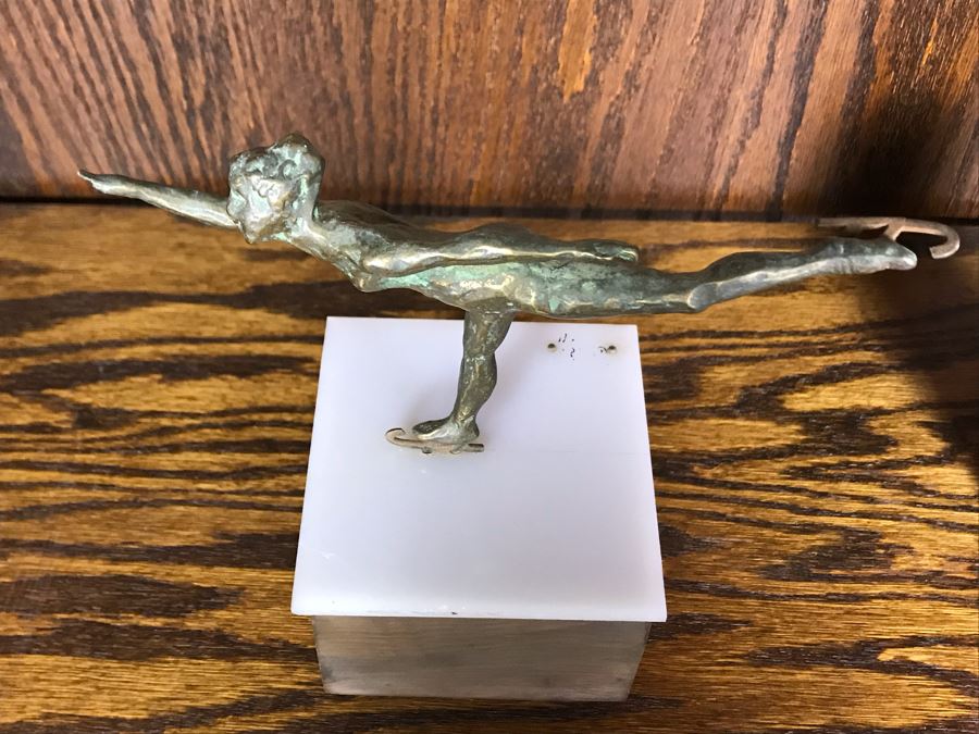 JUST ADDED - Vintage Bronze Figure Skater Sculpture Signed But Signature Illegible 8W X 4D X 8.5H (OFS - Former Olympic Figure Skater Estate In Carlsbad) [Photo 11]