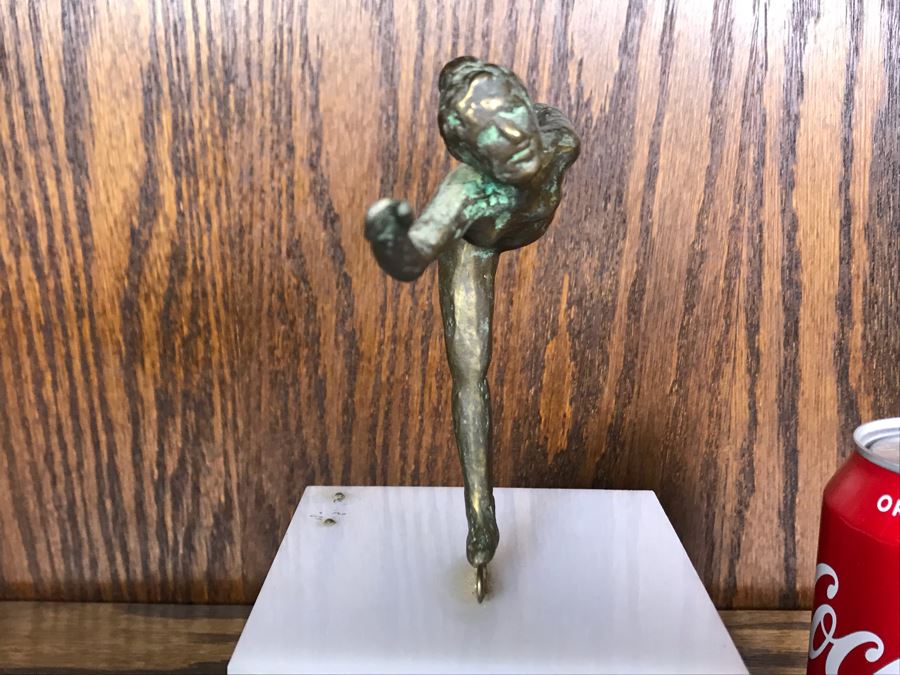JUST ADDED - Vintage Bronze Figure Skater Sculpture Signed But Signature Illegible 8W X 4D X 8.5H (OFS - Former Olympic Figure Skater Estate In Carlsbad) [Photo 7]