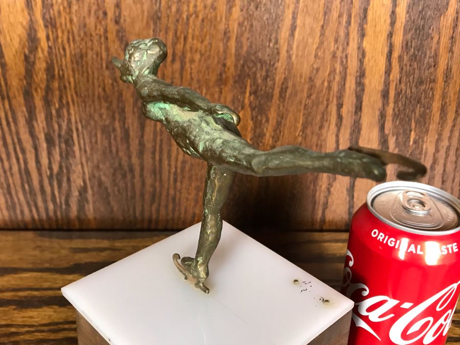 JUST ADDED - Vintage Bronze Figure Skater Sculpture Signed But Signature Illegible 8W X 4D X 8.5H (OFS - Former Olympic Figure Skater Estate In Carlsbad) [Photo 10]