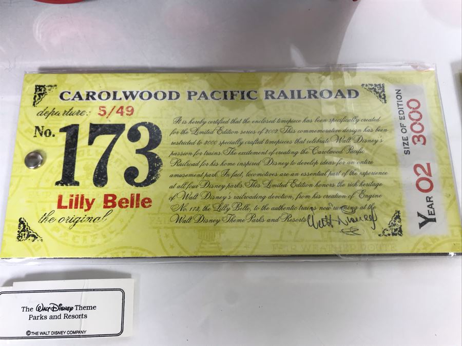 Limited Edition Carolwood Pacific Railroad No. 173 Lilly Belle Train 2002 Walt Disney Theme Park With Limited Edition Walt Disney Pocket Watch With Box [Photo 10]