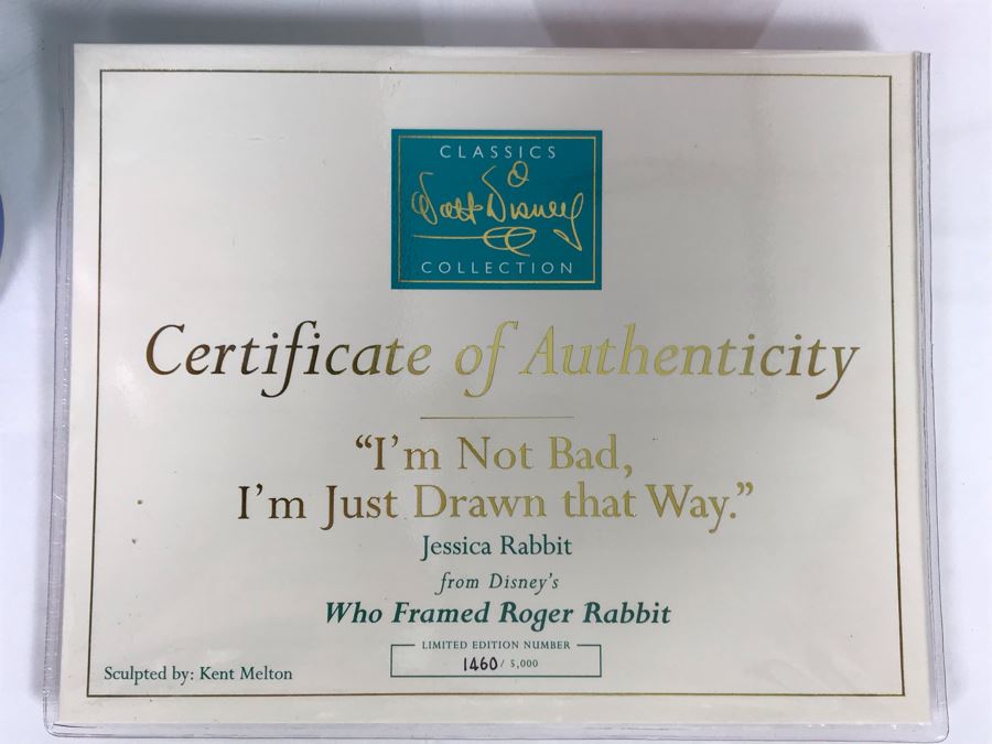 Limited Edition 5,000 Jessica Rabbit 'I'm Not Bad, I'm Just Drawn That Way' Sculpture Figurine From Disney's Who Framed Roger Rabbit Walt Disney Classics Collection With Box Sculpted By Kent Melton [Photo 4]
