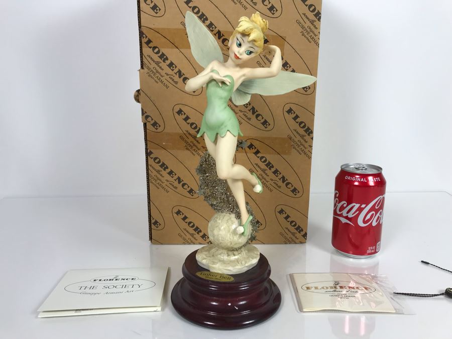 Walt Disney's Tinker Bell Sculpture Figurine By Florence Giuseppe Armani Figurine Made In Italy With Box 0108C 12'H (Estimate $450-$725) [Photo 2]