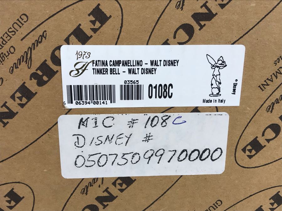 Walt Disney's Tinker Bell Sculpture Figurine By Florence Giuseppe Armani Figurine Made In Italy With Box 0108C 12'H (Estimate $450-$725) [Photo 16]