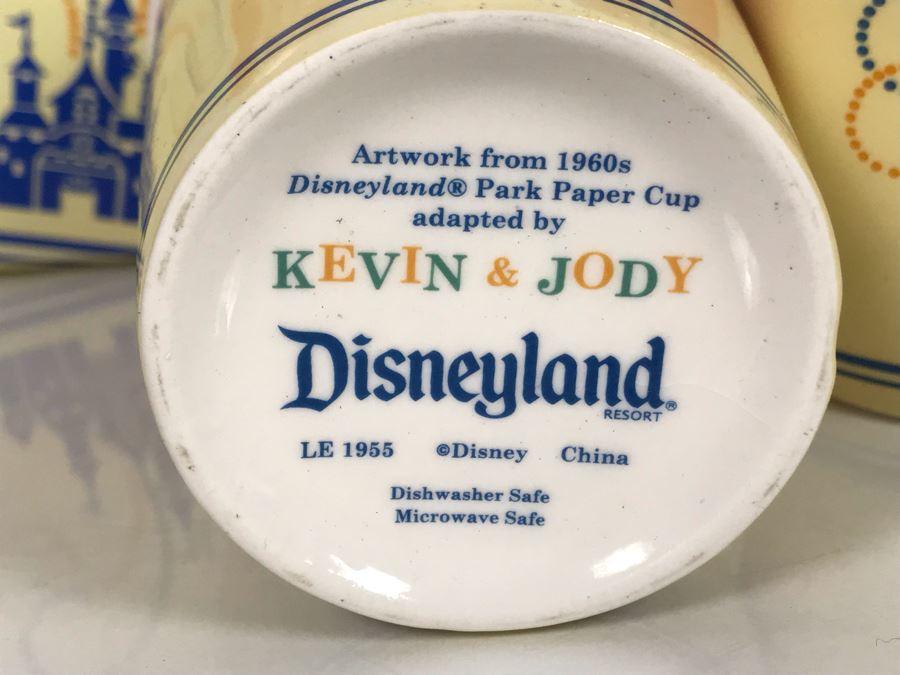 Pair Of Ceramic Reproduction 1950s Disneyland Park Paper Soda Cups 4.25'H Adapted By Kevin & Jody LE 1955 With Boxes (Estimate $200-$600) [Photo 5]