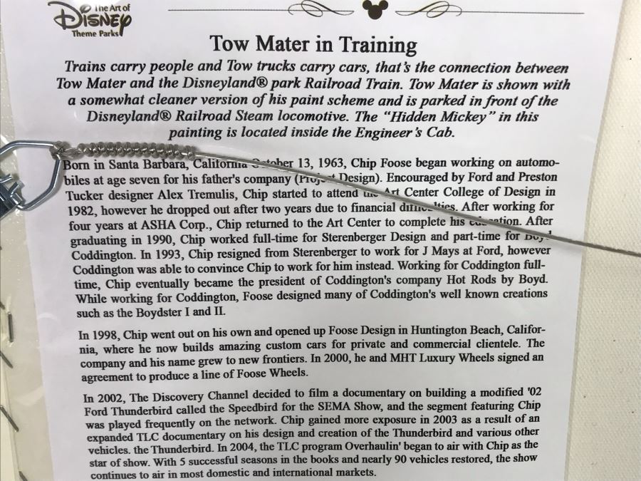 Hand Signed Chip Foose Limited Edition Framed Print On Canvas Titled 'Tow Mater In Training' With Certificate Of Authenticity 27 X 18 [Photo 13]