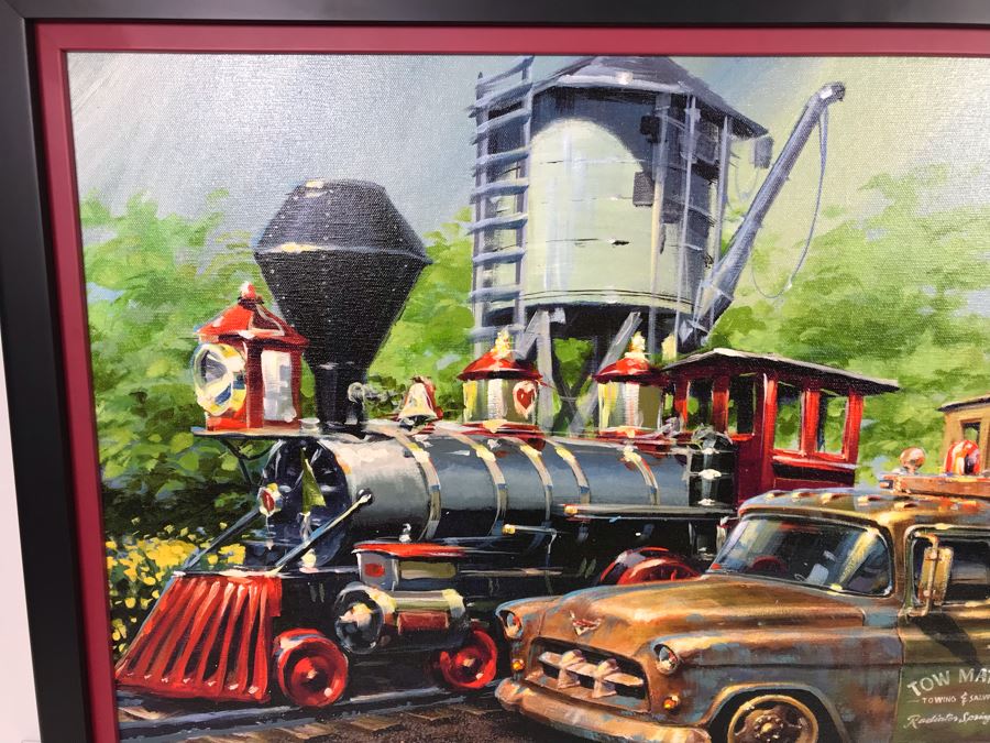 Hand Signed Chip Foose Limited Edition Framed Print On Canvas Titled 'Tow Mater In Training' With Certificate Of Authenticity 27 X 18 [Photo 8]