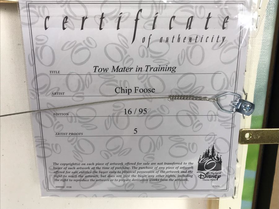 Hand Signed Chip Foose Limited Edition Framed Print On Canvas Titled 'Tow Mater In Training' With Certificate Of Authenticity 27 X 18 [Photo 15]