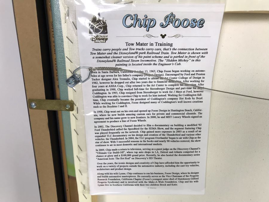 Hand Signed Chip Foose Limited Edition Framed Print On Canvas Titled 'Tow Mater In Training' With Certificate Of Authenticity 27 X 18 [Photo 12]