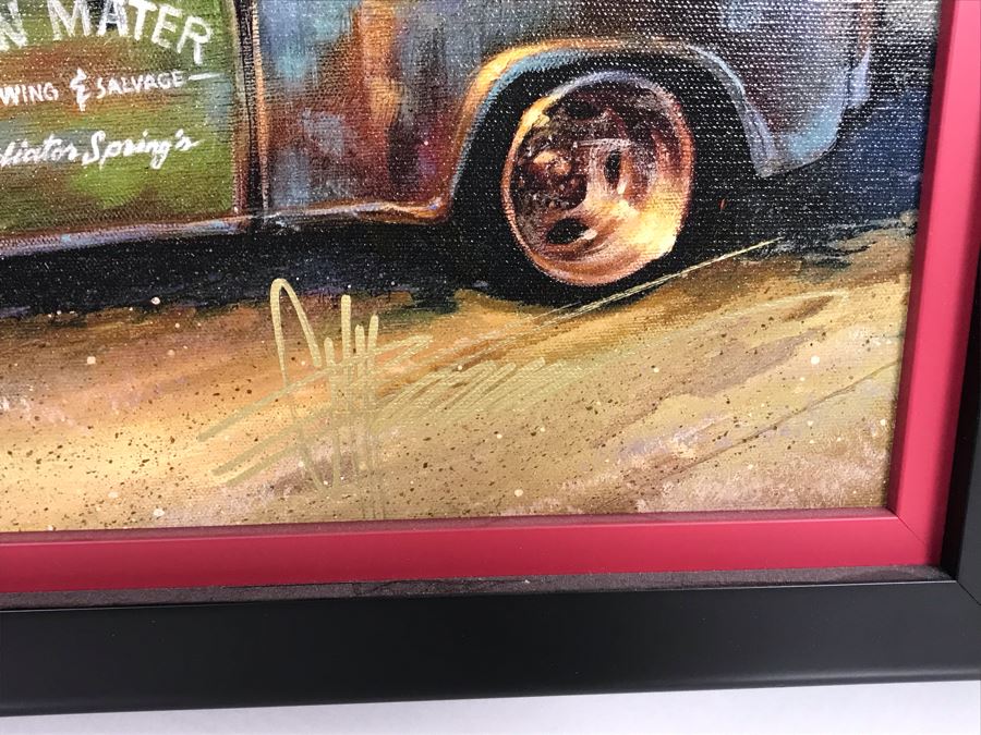 Hand Signed Chip Foose Limited Edition Framed Print On Canvas Titled 'Tow Mater In Training' With Certificate Of Authenticity 27 X 18 [Photo 5]