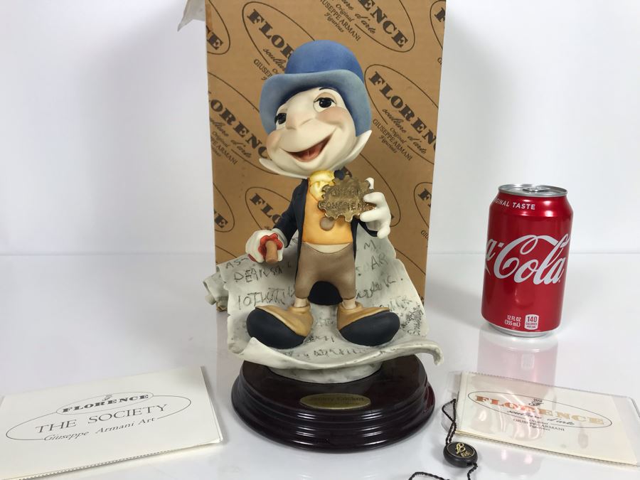 Walt Disney's Jiminy Cricket Sculpture Figurine By Florence Original Giuseppe Armani Figurine 9'H Made In Italy With Box Retails $375 [Photo 2]
